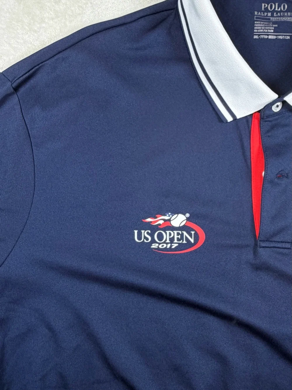 Polo Ralph Lauren 3XL Navy Short-Sleeve 2017 US Open Polo with White Trim